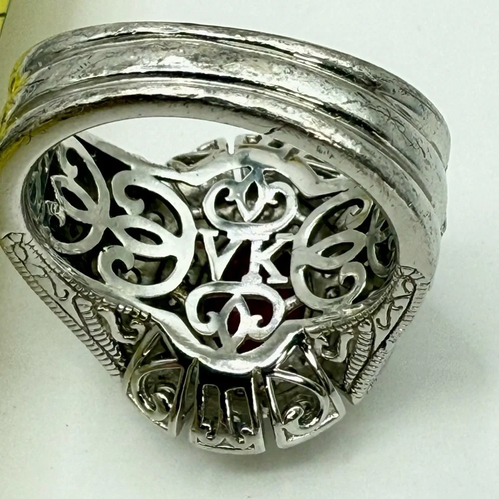 Vanna K for Bella Luce 2.80ct Ruby & Zirconia Halo Ring Sterling Silver Sz 5